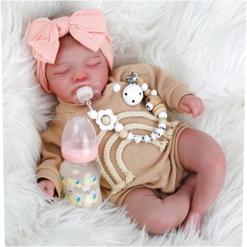 KSBD Lifelike Reborn Baby Dolls-20 inch Sleeping Realistic Newborn Baby Dolls, Soft Cloth Body with Feeding Toy for Kids Age 3 +