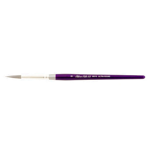 Silver Brush Limited 8831S Silver Silk Ultra-Round Brush for Watercolor, Gouache, and Acrylic Paint, Size 8, Short Handle