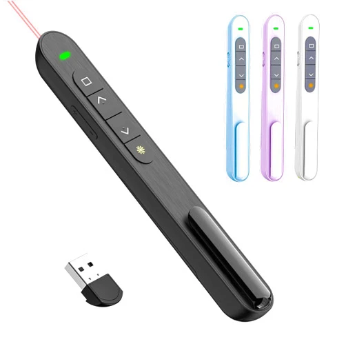 QUI Presentation Clicker, Hyperlink Volume Control Wireless Presenter, PPT PowerPoint Clicker, RF 2.4GHz USB Presentation Remote Control PowerPoint Slide Advancer for Keynote/PPT/Mac/PC