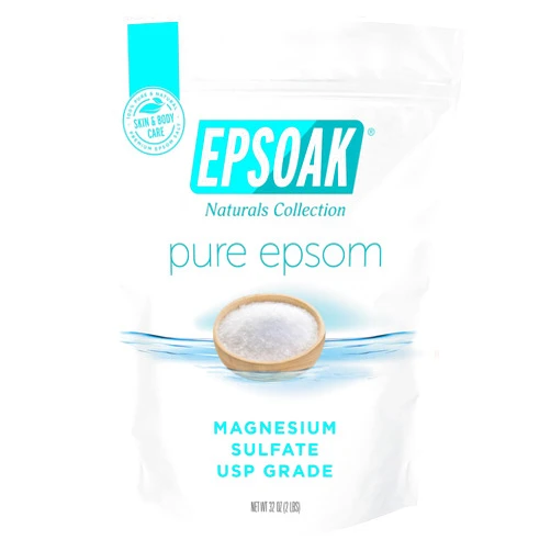 Epsoak Epsom Salt 2 lb. Magnesium Sulfate USP. (Qty. 1 x 2lb. Bags) Resealable Epsom Salt Bulk Bags Unscented, Made in The USA, Cruelty-Free Certified