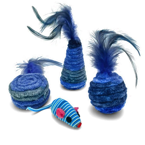 Cutie's PetBox PetBox Feathered Plush Yarn Mouse Toy Set for Cats (4pcs)