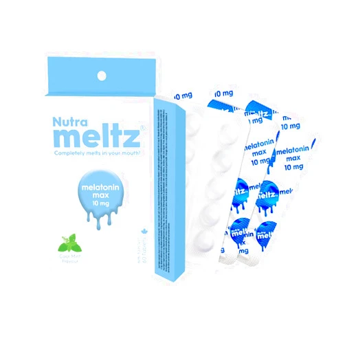 Nutra meltz Melatonin 10 mg Tablets – Natural Sleep Aid Melatonin Supplement for Jet Lag, Helps with Sleep Cycle, Quick Dissolving Tablets for Restful Sleep – Mint Flavor 60 Tablets