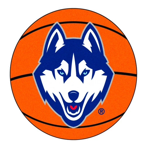 FANMATS 4404 UConn Huskies Basketball Shaped Rug - 27in. Diameter, Basketball Design, Sports Fan Accent Rug