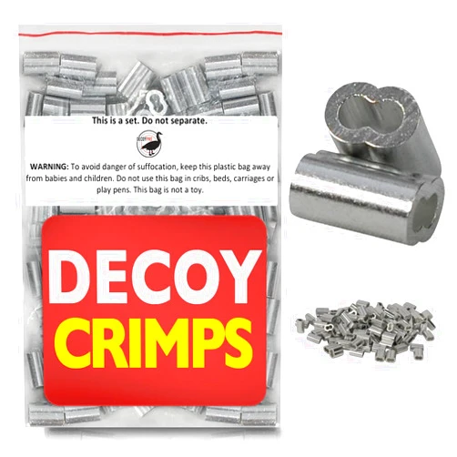 DecoyPro Duck Decoy Crimps, Texas Rig Decoy Line Crimps, PVC Decoy Cord Crimps, Duck Decoy Weights Crimps, Duck Decoy Strings, Texas Rigs for Duck Decoy Anchors, Decoy Rigging Crimps