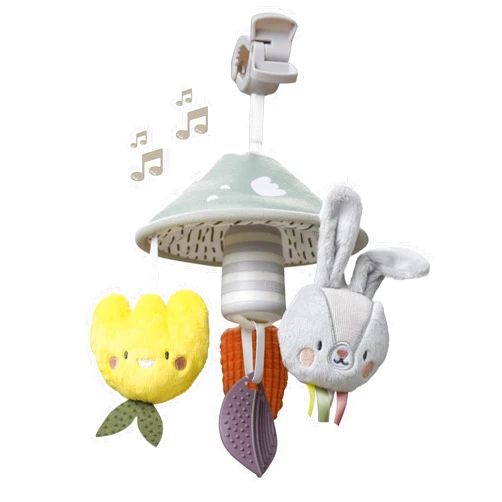 Taf Toys Pram Mobile - Colorful and Interactive Baby Stroller Mobile with Chime Bells, Teether and Hanging Dolls - Lightweight, Easy Attach, Developmental Toy for Baby's Senses and Motor Skills