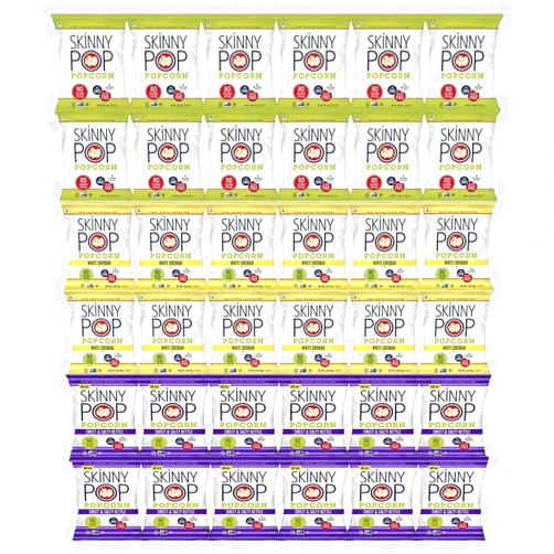 Ruthy's Outlet 36 PACK Skinny Popcorn Variety Pack Gluten Free Snacks For Kids-Popcorn Bags With Kettle, White Cheddar & Original Flavors-0.6oz Healthy Snacks For Adults-Vegan Snacks-Individually Wrapped Snacks