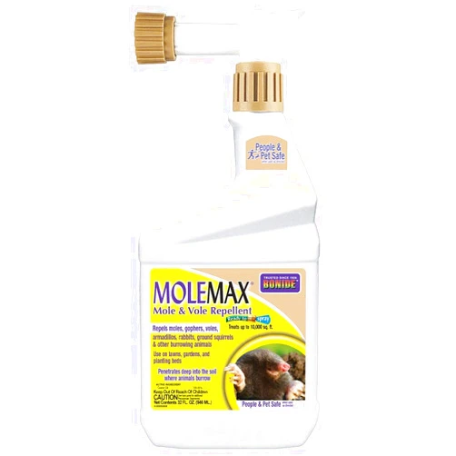 Bonide MOLEMAX Mole & Vole Repellent, 32 oz Ready-to-Spray Animal Repellent for Gardens, People and Pet Safe