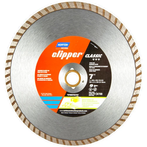 Norton Cut Off Wheel Tile Saw Blade, Clipper Classic Diamond Cutting Wheel, Turbo Rim Cut-Off Type 01, 7
