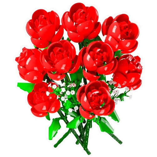 Dexblocks 780PCS Red Roses Building Set for 16 Years Old up and Adults,Ideal Gift for Women,Girls,Kids,Christmas,Anniversaries(Red Rose)