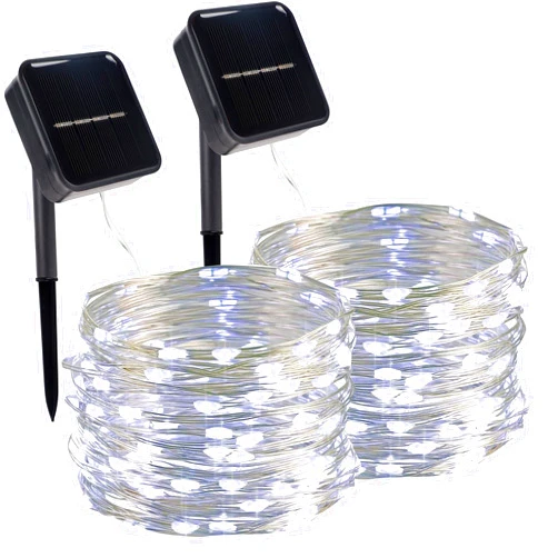 Twinkle Star 2 Pack Solar Christmas Lights Outdoor, Total 80FT 240 LED Solar Fairy Lights Waterproof with 8 Modes, Christmas Trees Light for Patio Garden Party Backyard Wedding Decor, White