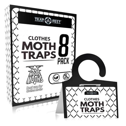 TRAP A PEST Clothing Moth Traps - 8 Pack - Non Toxic Moth Traps for Clothes with Pheromone Attractant - Odorless Sticky Traps for Closet, Carpets