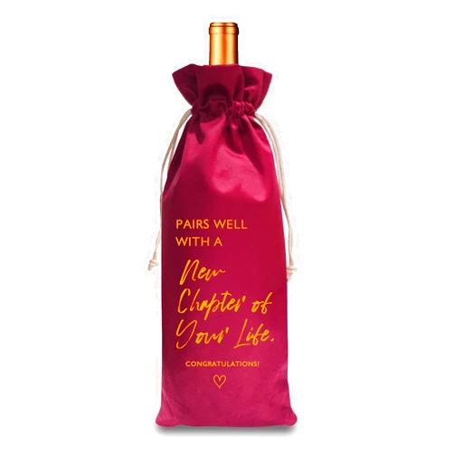 TBITON New Job Gifts Wine Bag, Going Away Gifts for Friends, New Beginnings Gifts for Women, New House, Engagement, Retirement Gift, Pairs Well With a New Chapter of Your Life (New Chapter-Red)