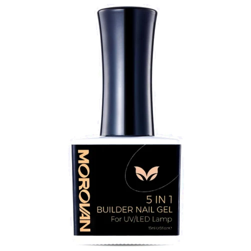 Morovan 5 in 1 Top Coat: 15ml Clear Glossy Top Coat Soak Off Nail Lamp Long Lasting Top Gel for Clear Nail Gel DIY Nail Salon