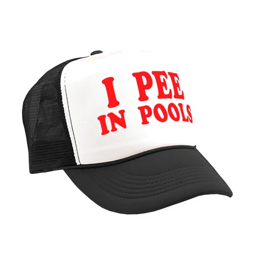 The Goozler I Pee in Pools - Funny Dare Gag Gift Joke - Vintage Retro Style Trucker Cap Hat