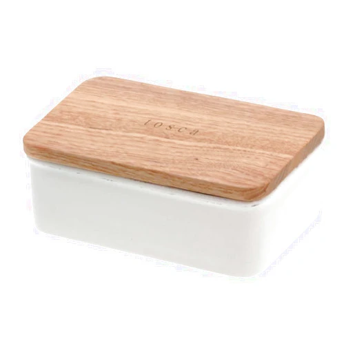 Yamazaki Home Butter Kitchen Dish, Tray Container | Ceramic | Food Storage, One Size, White