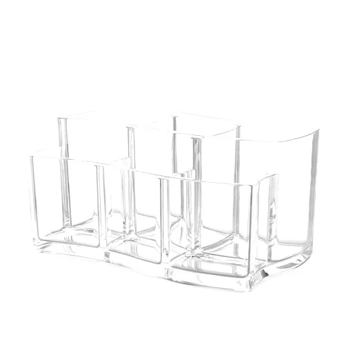 BINO 'The Wave' 6 Compartment Acrylic Jewelry and Makeup Organizer, Clear and Transparent Cosmetic Beauty Vanity Holder Storage