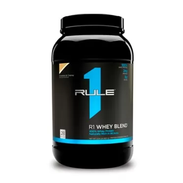 Rule One Proteins, R1 Whey Blend - Cookies & Crème, 24g Fast-Acting Whey Protein Concentrates, Isolates, and Hydrolysates Per Serving, with Naturally Occurring EAAs and BCAAs, 2 Pounds, 28 Servings Cookies & Cream 28 Servings (Pack of 1)