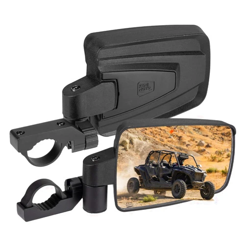 KEMIMOTO UTV Side Mirrors Spring Back Feature for 1.65-2 inch Roll bar No Need to Readjust After Hitting Branch, Compatible with Polaris RZR/Can Am X3/Pioneer/Talon/Mule/CFMOTO Rainproof UTV Mirrors