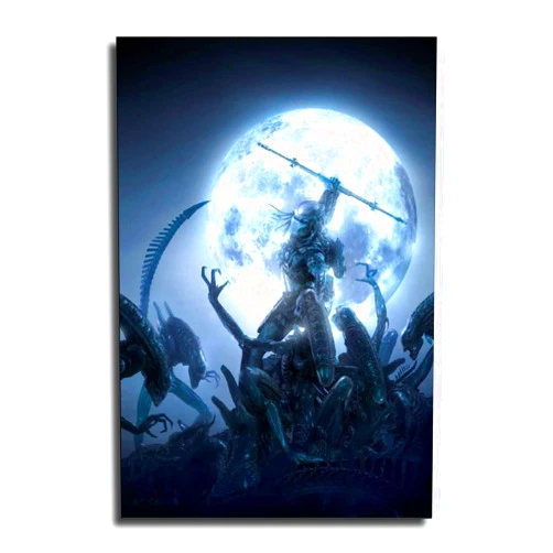 BUUTUUCE bathroom decor wall art Aliens Vs Predator Hot Movie Wall Art Picture Painting Poster Canvas Print Posters Artworks Bedroom Living Room Decor 12x18inch(30x45cm)
