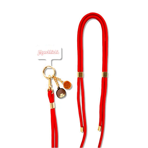 Sonix x Monchhichi | Crossbody Phone Strap with Charms | Adjustable, Universal Cell Phone Rope Strap Lanyard | Red Cord | Monchhichi
