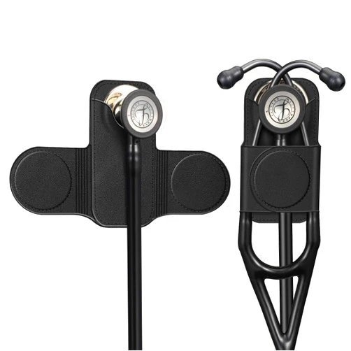 SKYREH Stethoscope Holder Clip, Magnetic Premium PU Leather Stethoscope Hip Holder Lightweight Portable Holster for Physicians, Nurses, EMT, Medical Students, for 3M Littmann & Most Stethoscope, Black