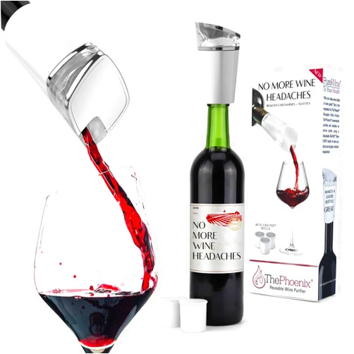 PureWine To Your Health PureWine Phoenix Wine Purifier Removes Histamines & Sulfites, Reusable Wine Filter Aerates & Restores Taste - Starter Kit