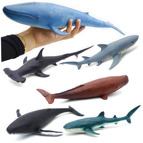 Mostop Sea Animal Toy for Kids 6 Pack 14.5'' Large Size Ocean Sea Marine Animal Figures, Realistic Ocean Sea Creature Action Models Whale Ornament Education Cognitive Toy Set for Boys Girls