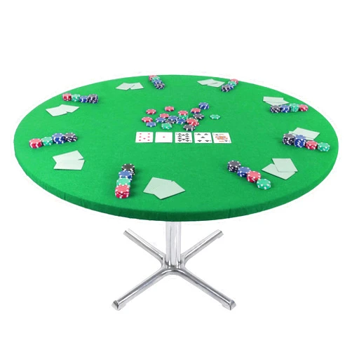 Jigitz Round Game Table Cover Fitted Table Cloth - 36in to 48in Elastic Fit Felt Poker Table Cover Protector