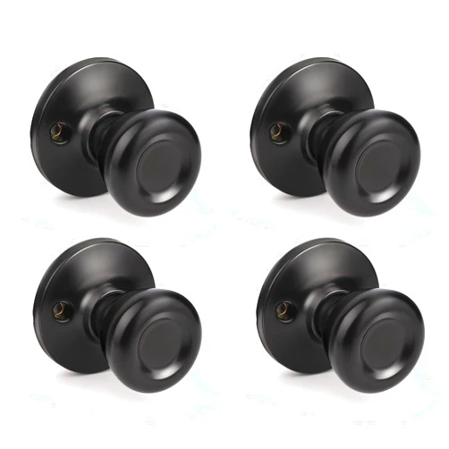 Brotima 4 Pack Dummy Door Knob, Matte Black No Lock Single Sided Tulip Style Knobs Without Locking, Non-Turning for Interior Use