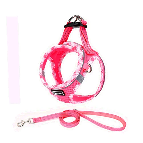 Mercano Soft Mesh Dog Harness and Leash Set, No-Chock Step-in Reflective Breathable Lightweight Easy Walk Vest Harnesses with Safety Buckle for Small Dogs, Cats (S, Fuchsia)