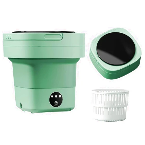 LAIREG Small Portable Washing Machine, Mini Washer 9L High Capacity with 3 Modes Deep Cleaning for Underwear, Baby Clothes, or Small Items, Foldable Washing Machine for Apartments, Camping, Travel (Green)