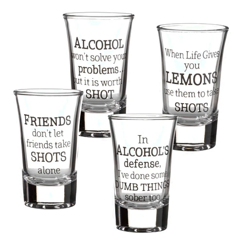 Lillian Rose Party Shot Glasses Set of 4, 4 Count (Pack of 1), Clear