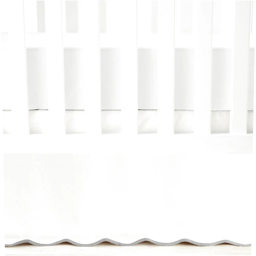 Lush Decor - Crib Skirt, Soft Cotton, Ideal for Classic Nursery Decor, Coastal Chic Desigb with Scalloped Edge (Gray, 25