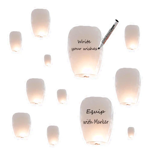 CY Lifmagix 32 Pack White Lantern to Release, Each Package is Equipped with A Marker Pen, Chinese Lanterns Make Outdoor Activities More Fun, Paper Lanterns is A Must Have Prop for Party and Memorial.