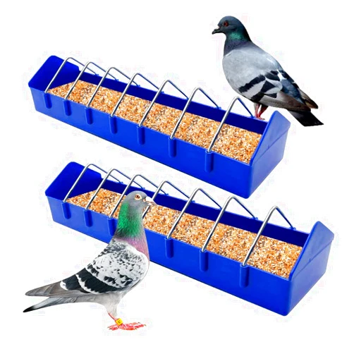 Ecjiuyi Pigeon Feeder,2pcs Bird Poultry Chicken Duck Parrots Quail Large Feeder Bowls, Thick Durable Slot Container Feeding Dish Food Dispenser Tool