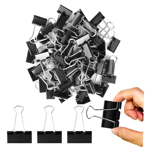 YIRUZWRD Binder Clips Big Paper Clamps 40 PCs 1.6 inches Metal Black Binding Paperwork Clamp Bulk Office Supplies