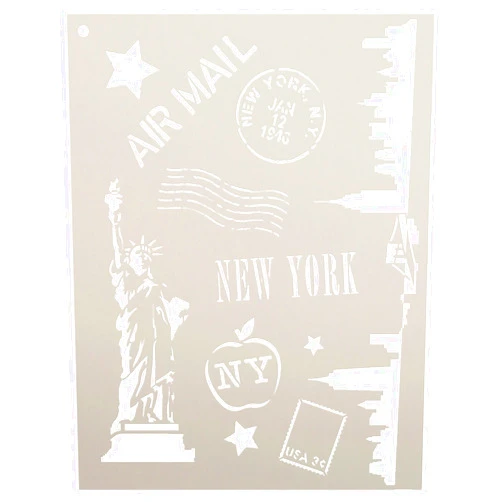 Creative Arts Lifestyle Passport to New York Stencil by StudioR12 | Big City Travel Art Elements - Medium 8.5 x 11-inch Reusable Mylar Template | Painting, Chalk, Mixed Media | Use for Crafting, DIY Home Decor - STCL854_1