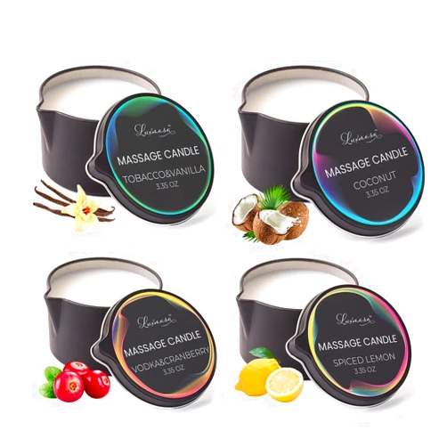 LUXMASA Low Temp Massage Candles for Massage Therapy-Natural Soybean Massage Oil Candles for Couples-Romantic Body Lotion Candle Wax Gift Set of 4 pcs 13.4 OZ