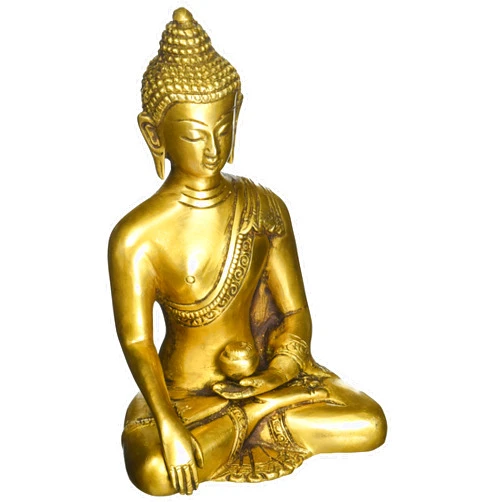 SouvNear Auspicious Gifts 6“ Meditating Buddha Statue Golden Brass Gautama Figurines Siddhartha