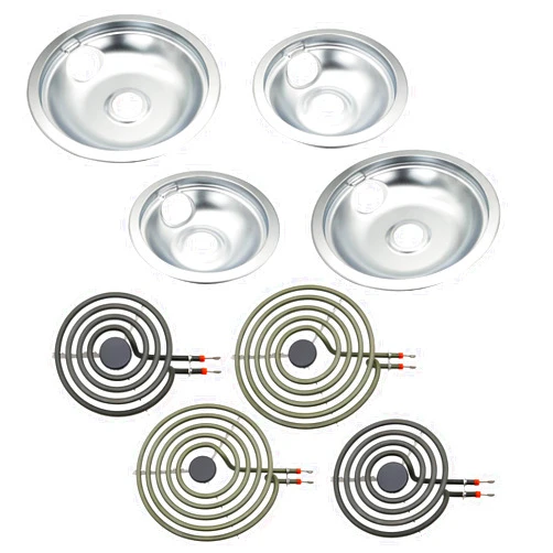 Siwdoy 316048413 & 316048414 Drip Pan Set and MP22YA Electric Range Burner Element Unit Set, Compatible with Frigi-daire Ken-more Range Oven