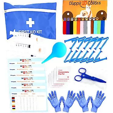 WEEGEEKS Whelping Kit,Whelping Kit for Puppies Birth with 12pcs Whelping Collars,Puppy Feeding Tube etc,Newborn Puppy Whelping Supplies
