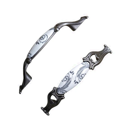 DIY Decor Hub 3.75-inch Antique Silver with Gray Floral Design Cabinet Handles, Set of 10
