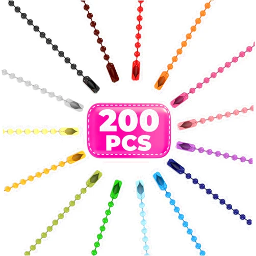 The Little Green Change 200 Pcs Colored Ball Chain Keychain Bulk – 15 Assorted Colors, 4.72 Inch Metal Beaded Keychain with Connector Clasps for DIY Crafts, Plush & Pom-Pom Charms, Wedding Favors and Craft Fair Supplies
