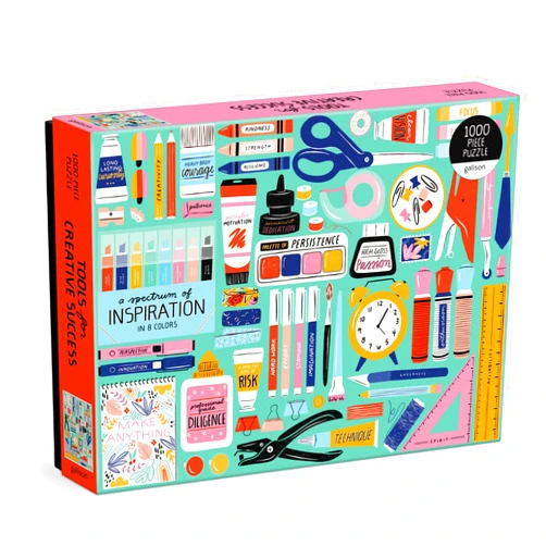 Galison Tools for Creative Business – 1000 Piece Puzzle Fun and Challenging Activity with Bright and Bold Artwork of Inspirational Stationery Supplies for Adults and Families