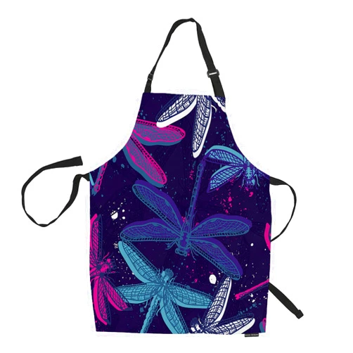 HGOD DESIGNS Dragonfly Kitchen Apron,Colorful Bright Dragonfly Pattern Kitchen Aprons For Women Men For Cooking Gardening Adjustable Home Bibs,Adult Size
