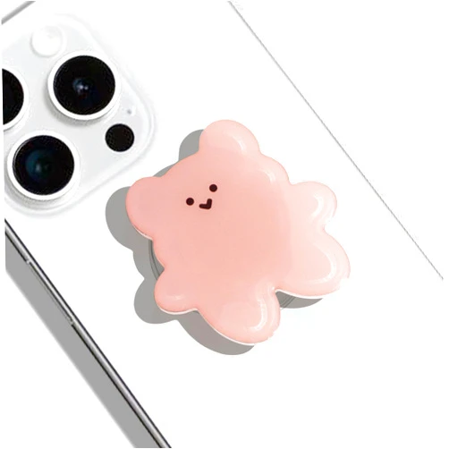 G GRIPONG GRIPONG Cute 2D Gummy Bear Shape Expandable Collapsible Mobile Phone Grip Stand Holder for Smartphone Tablet Cell Phone Accessory (Pink)