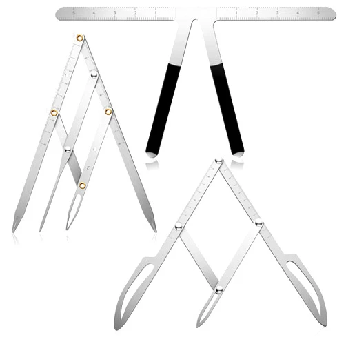 Frienda 3 Pieces Eyebrow Ruler 3-Point Positioning Ruler Eyebrow Golden Ratio Caliper Microblading Grooming Stencil Shaper Permanent Eyebrow Measuring Tool DIY Ruler Kit for Student Brow Artists