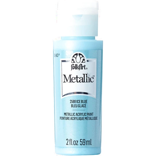 FolkArt Metallic Acrylic Paint in Assorted Colors (2 Ounce), 2588 Metalic Ice Blue