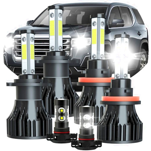 RXTSQI Dedicated Bulbs fit for GMC Acadia 2007-2012,H7+H11 Headlight Bulbs+5202 Fog Light,500% Brightness 6000K 30000LM 80W Light Bulbs,Plug and Play,Replacement Bulbs,IP68,6PCS