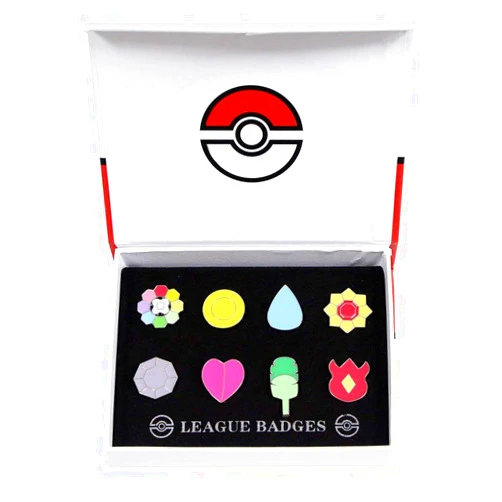 CHAOZI0 8Pcs Pocket Monsters Gym Badges Collection Gift Box,Pins Mystic Instinct Badges